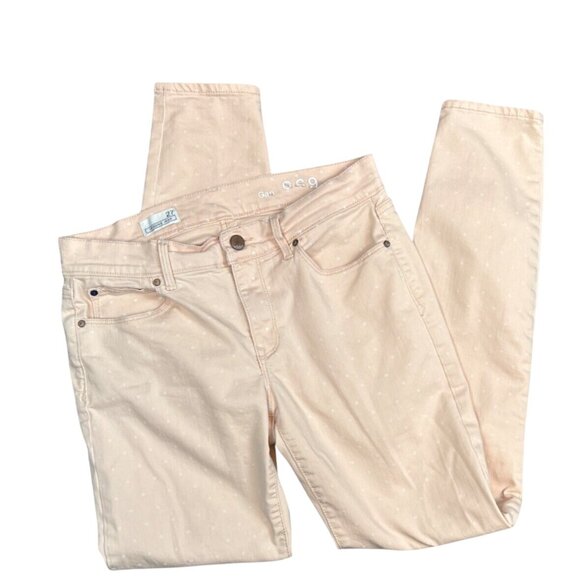 GAP 1969 Low Rise Legging Jean Pale Peach Polka Dot Size 27 Soft Preppy - Picture 4 of 7